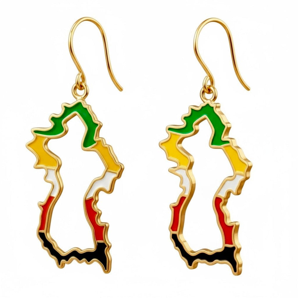 Alliyette Earrings Guyana Beaded Reversible Map Earring 18k sterling vermeil demi-fine jewelry