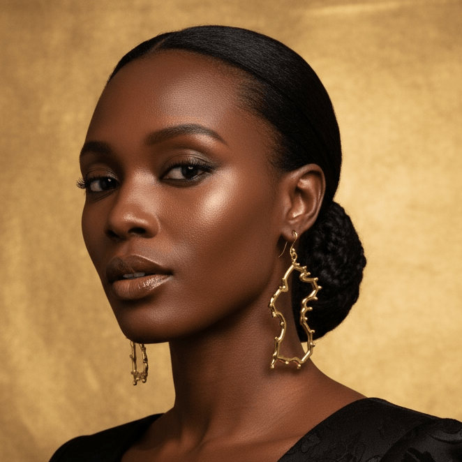 Alliyette Earrings Guyana Beaded Reversible Map Earring 18k sterling vermeil demi-fine jewelry