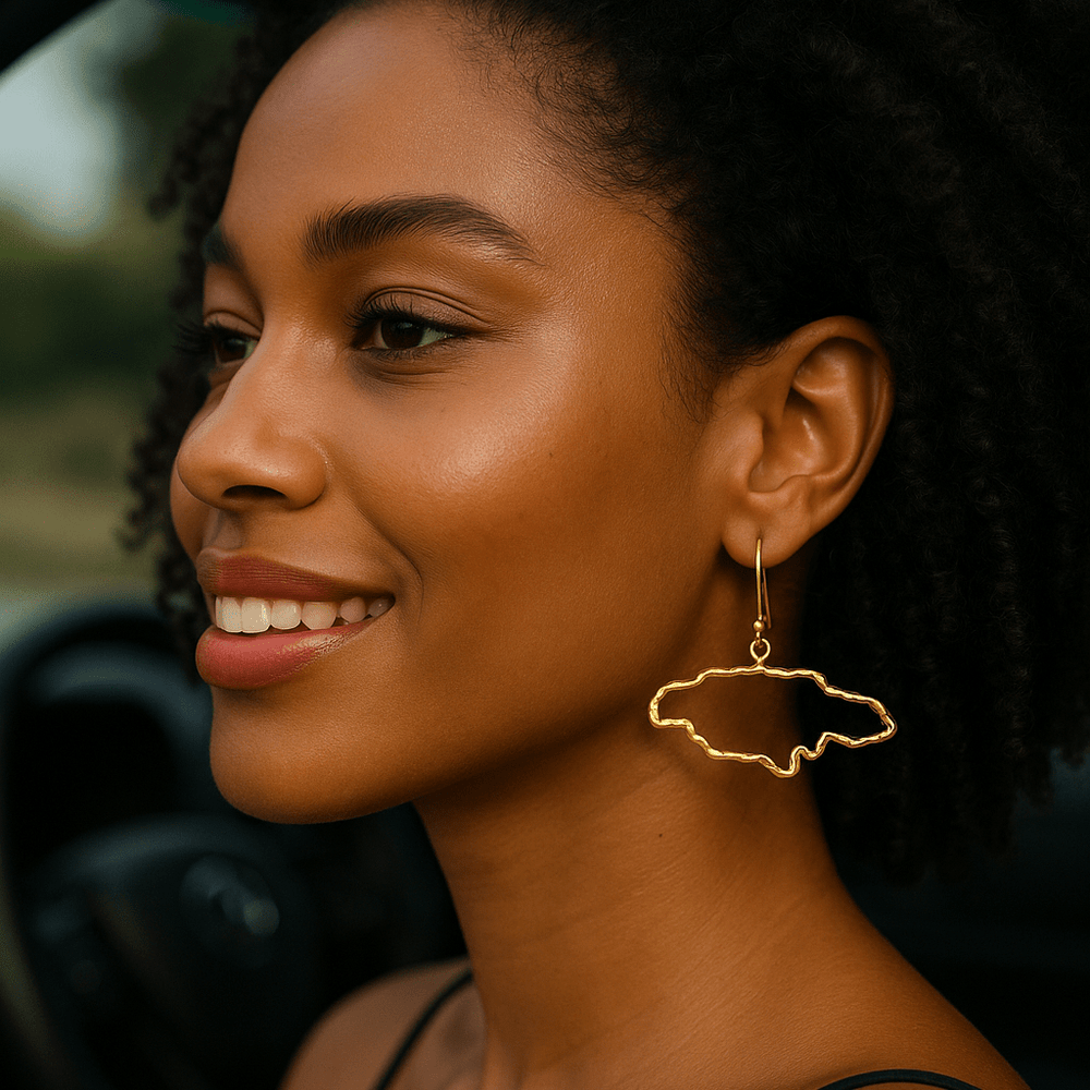 Alliyette Earrings Jamaica Reversible Map Earring 18k sterling vermeil demi-fine jewelry
