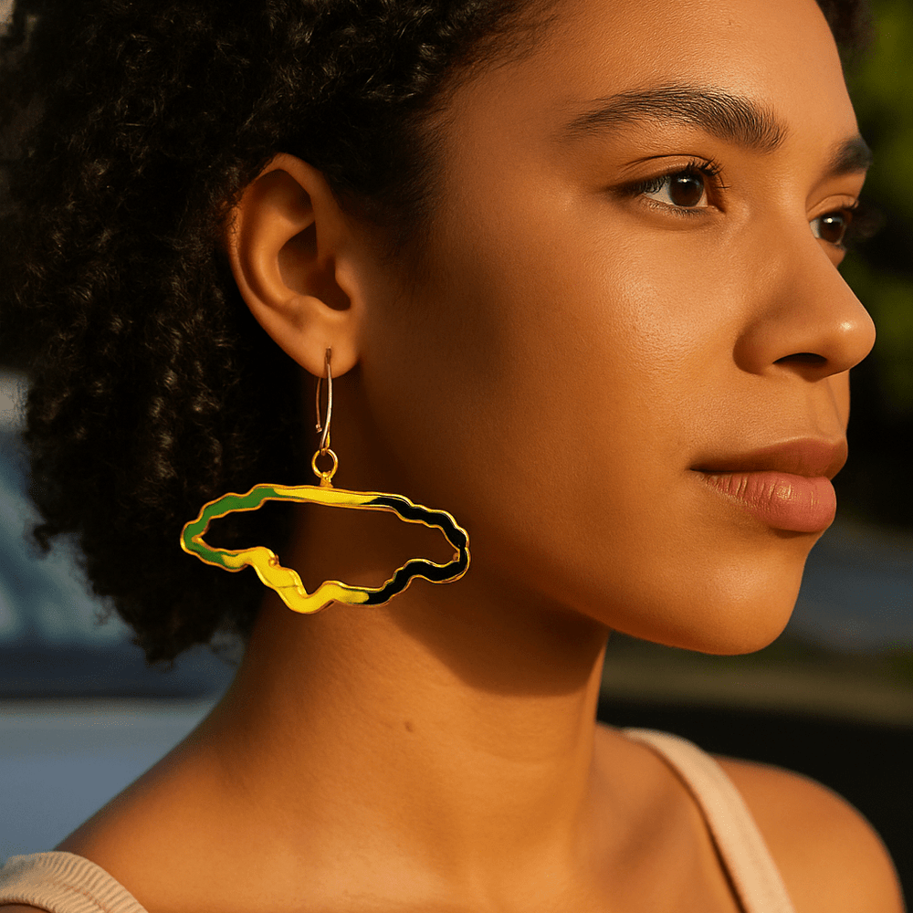 Alliyette Earrings Jamaica Reversible Map Earring 18k sterling vermeil demi-fine jewelry