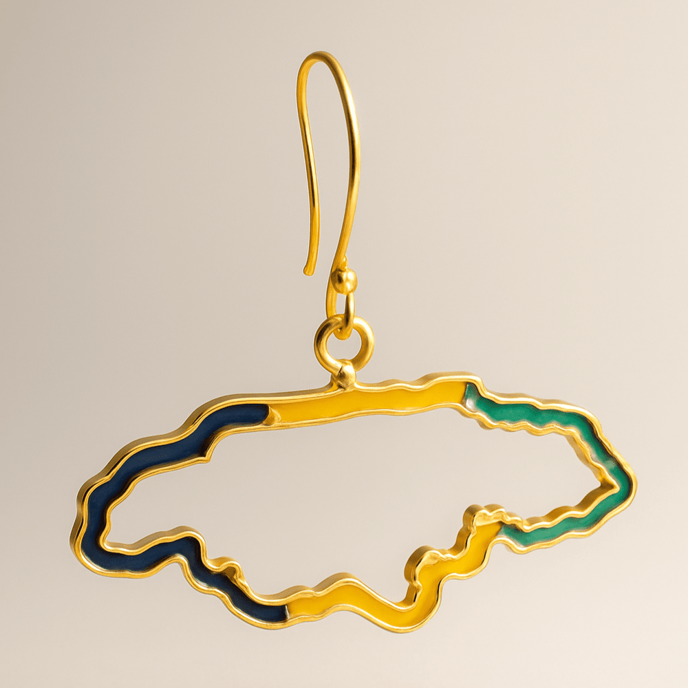 Alliyette Earrings Jamaica Reversible Map Earring 18k sterling vermeil demi-fine jewelry