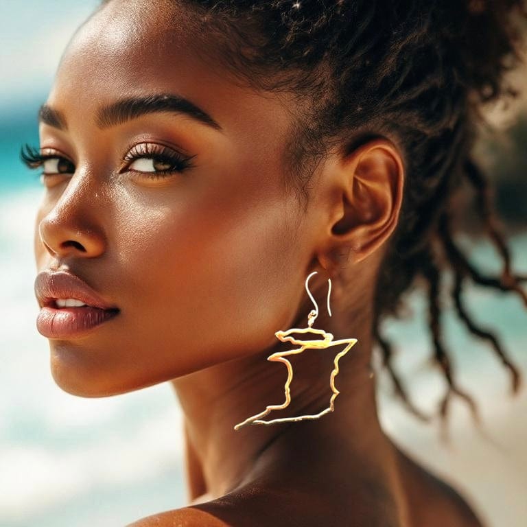 Alliyette  Earrings Trinidad & Tobago Reversible Map Earring 18k sterling vermeil demi-fine jewelry