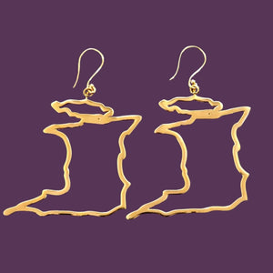 Alliyette  Earrings Trinidad & Tobago Reversible Map Earring 18k sterling vermeil demi-fine jewelry