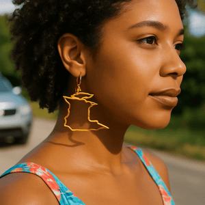 Alliyette  Earrings Trinidad & Tobago Reversible Map Earring 18k sterling vermeil demi-fine jewelry