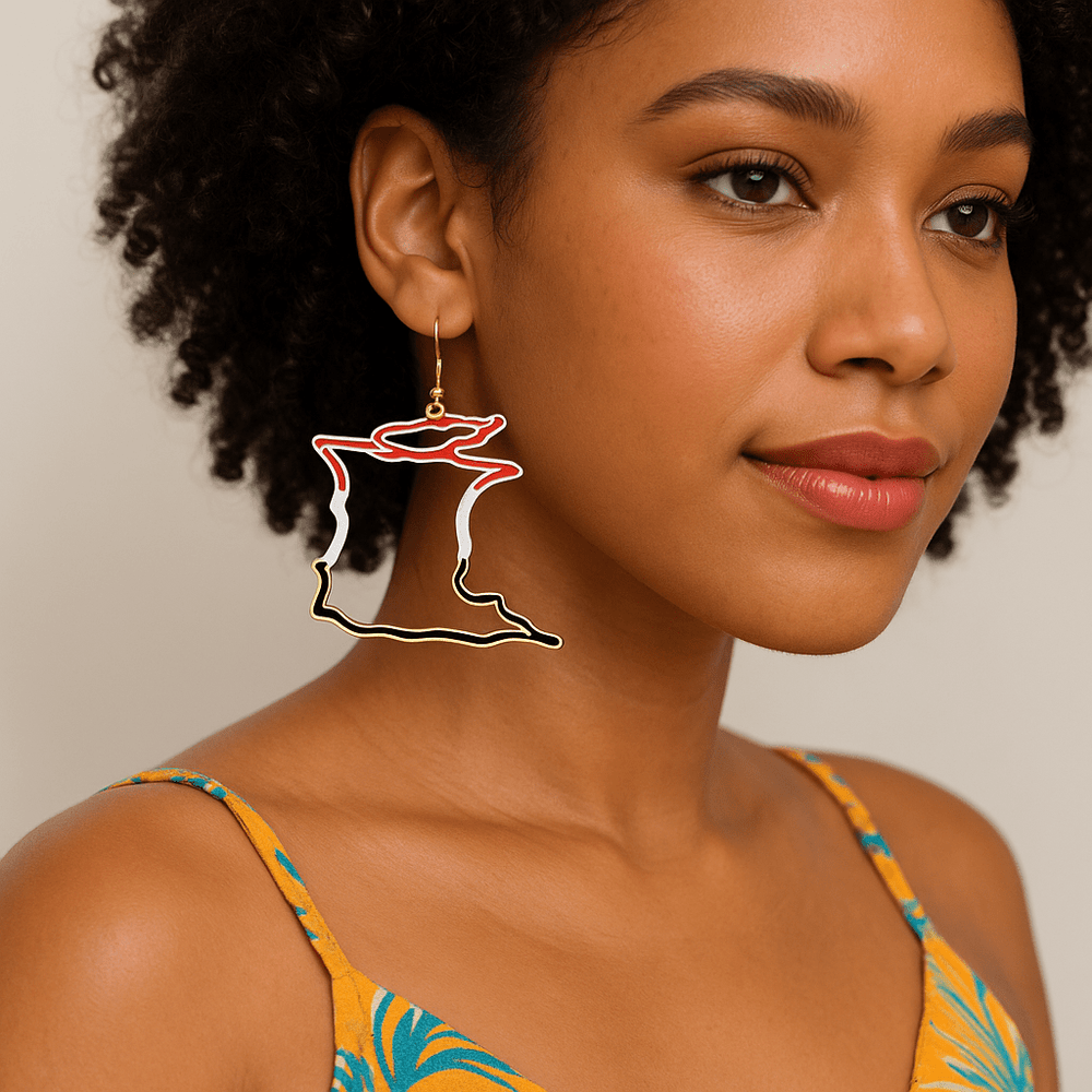 Alliyette  Earrings Trinidad & Tobago Reversible Map Earring 18k sterling vermeil demi-fine jewelry