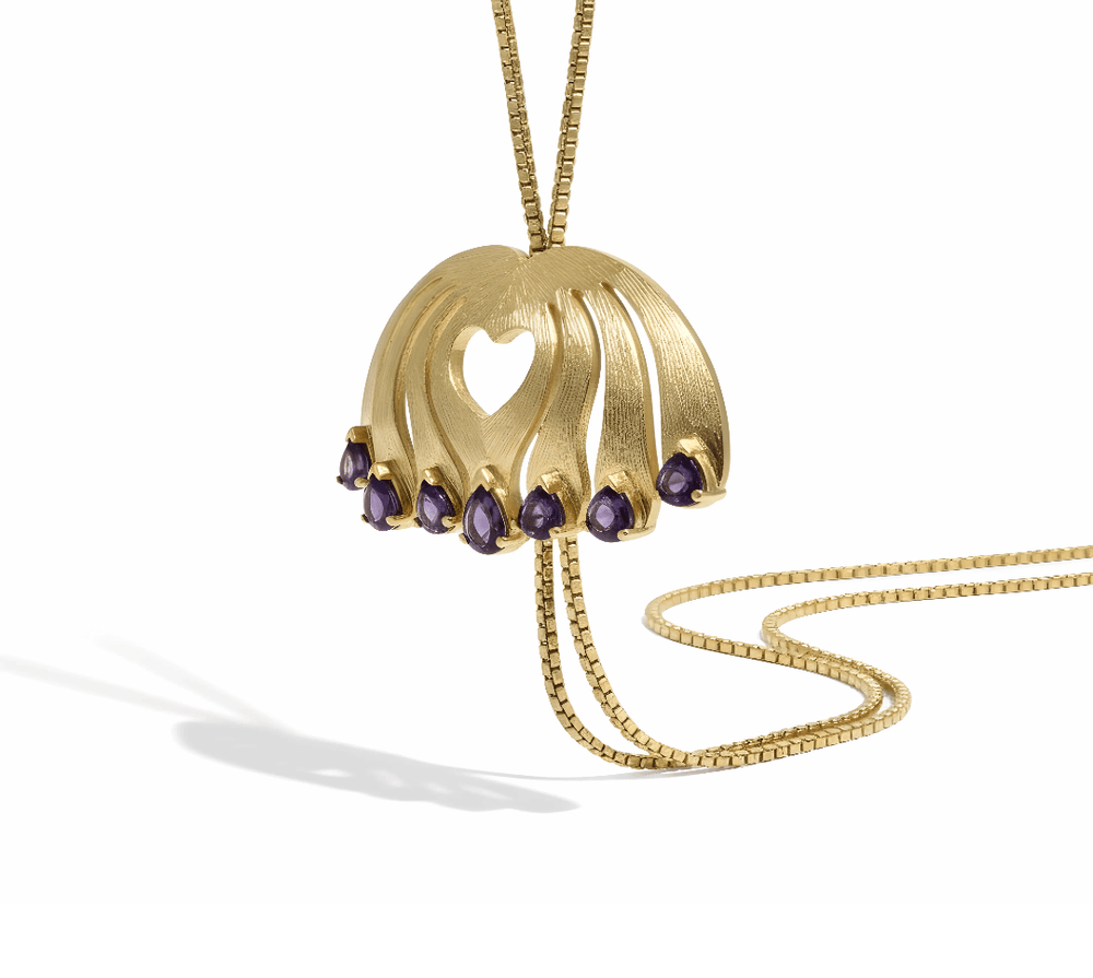 Alliyette Necklace Amethyst Heart Lariat Necklace 18k sterling vermeil demi-fine jewelry