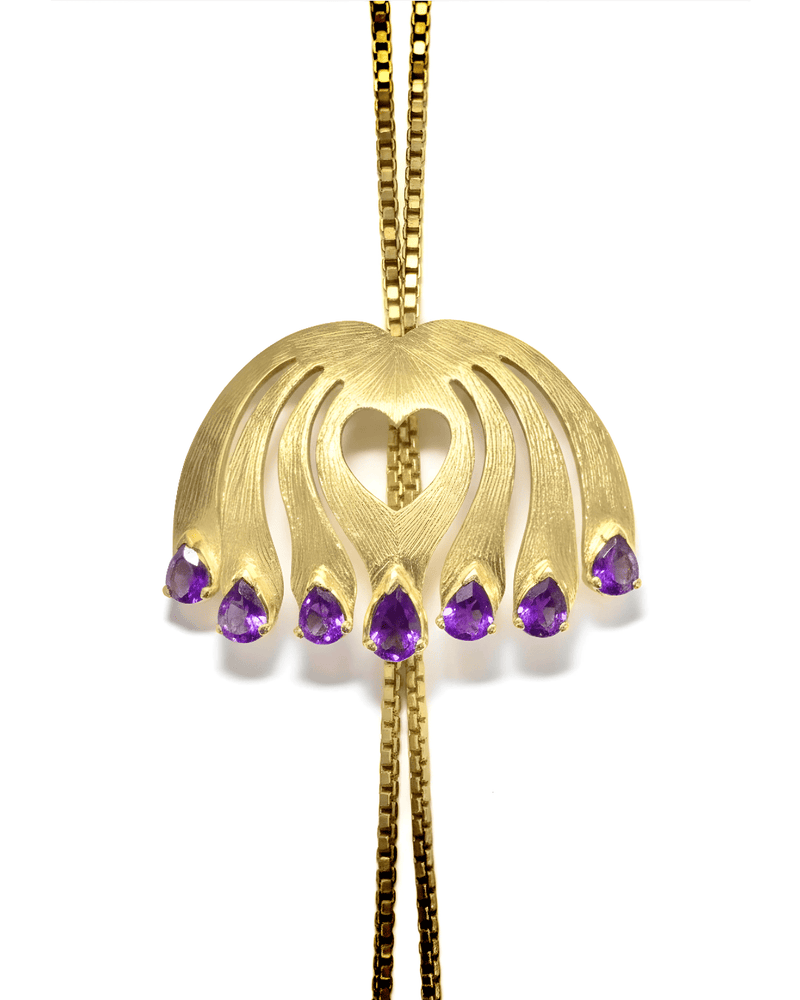 Alliyette Necklace Amethyst Heart Lariat Necklace 18k sterling vermeil demi-fine jewelry