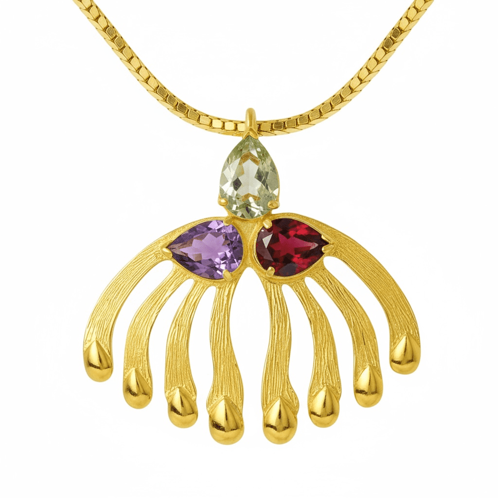 Alliyette Necklace EARTH:  Taurus - Virgo - Capricorn Elements Tri-Stone Gemstone Necklace 18k sterling vermeil demi-fine jewelry