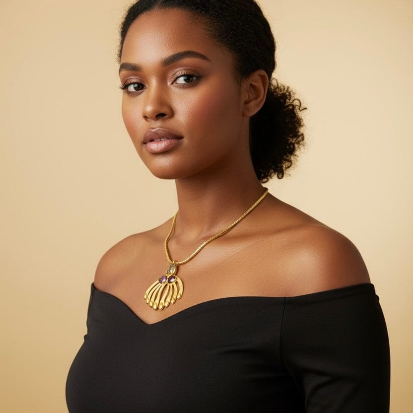 Alliyette Necklace Elements Tri-Stone Gemstone Necklace 18k sterling vermeil demi-fine jewelry