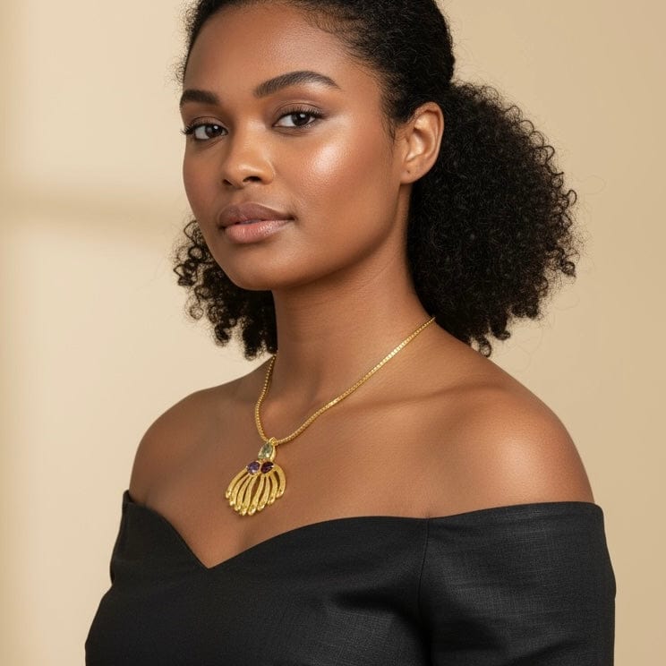 Alliyette Necklace Elements Tri-Stone Gemstone Necklace 18k sterling vermeil demi-fine jewelry