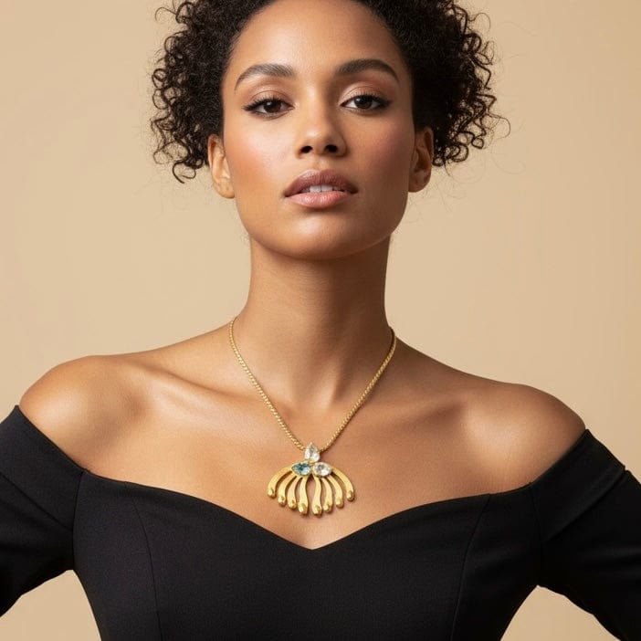 Alliyette Necklace Elements Tri-Stone Gemstone Necklace 18k sterling vermeil demi-fine jewelry