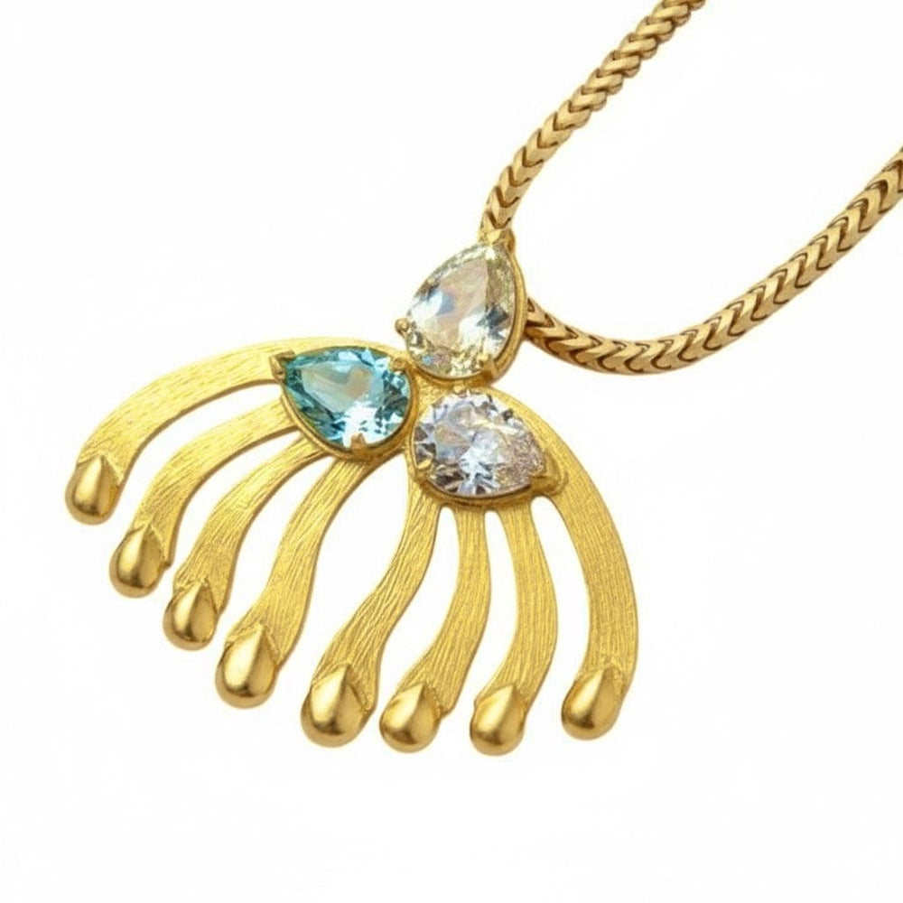 Alliyette Necklace FIRE:  Aries - Leo - Sagittarius Elements Tri-Stone Gemstone Necklace 18k sterling vermeil demi-fine jewelry