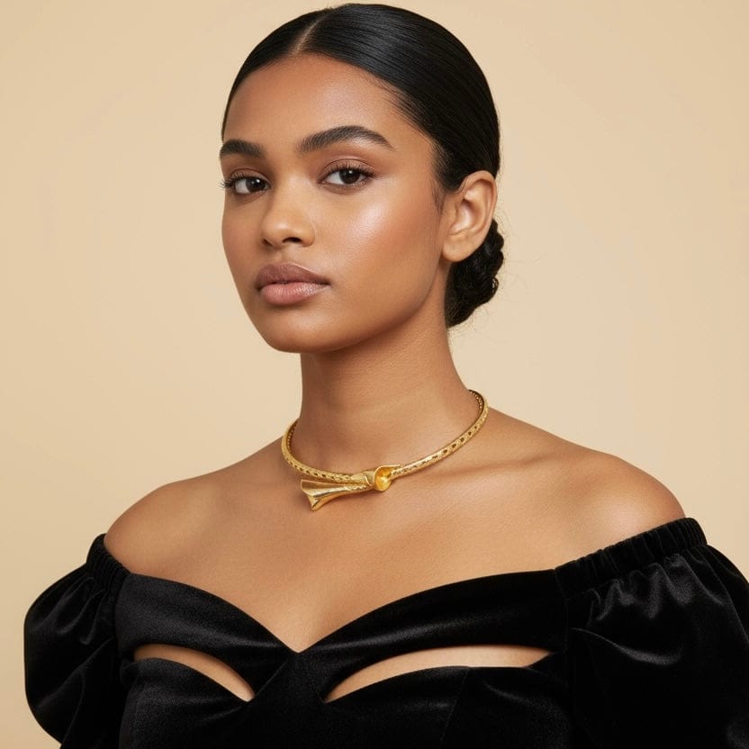 Alliyette Necklace Lily Golden Bud Choker Necklace 18k sterling vermeil demi-fine jewelry