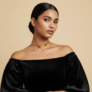 Alliyette Necklace Lily Golden Bud Choker Necklace 18k sterling vermeil demi-fine jewelry