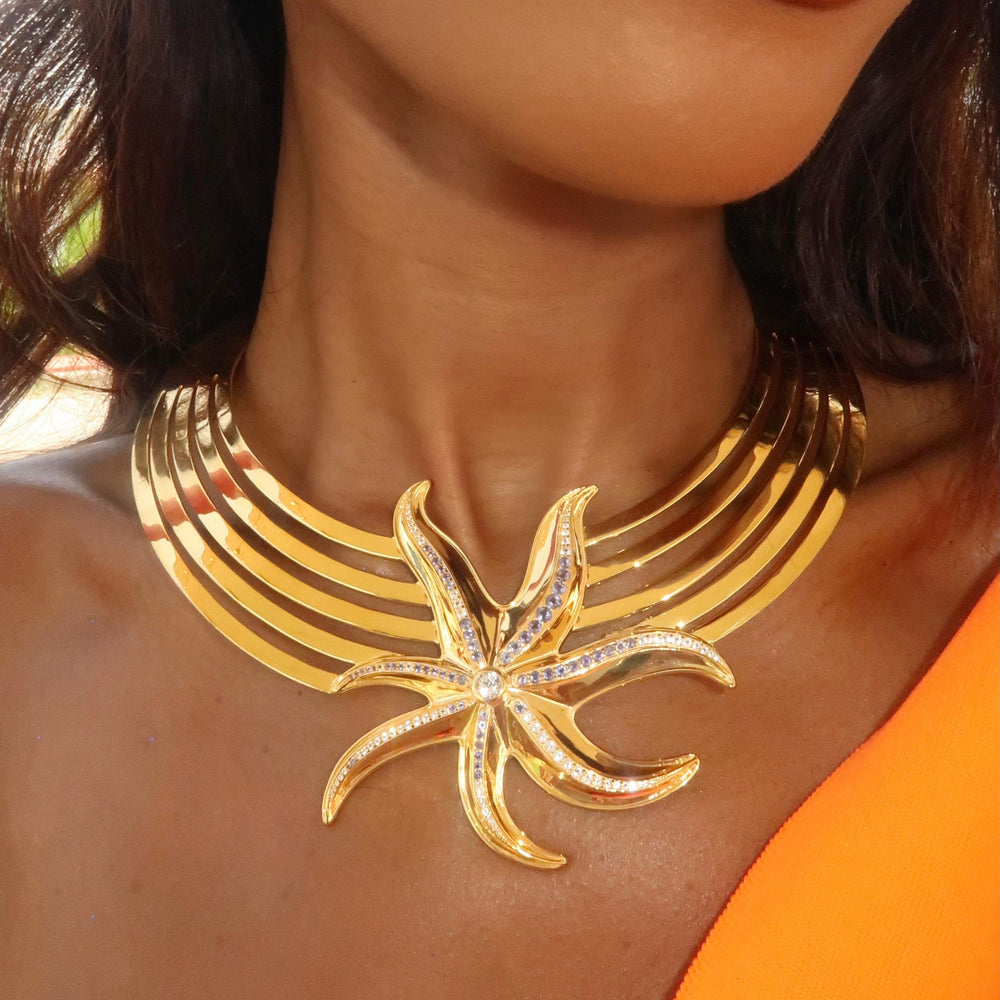Alliyette Necklace Stella Maris Starfish Choker Necklace 18k sterling vermeil demi-fine jewelry