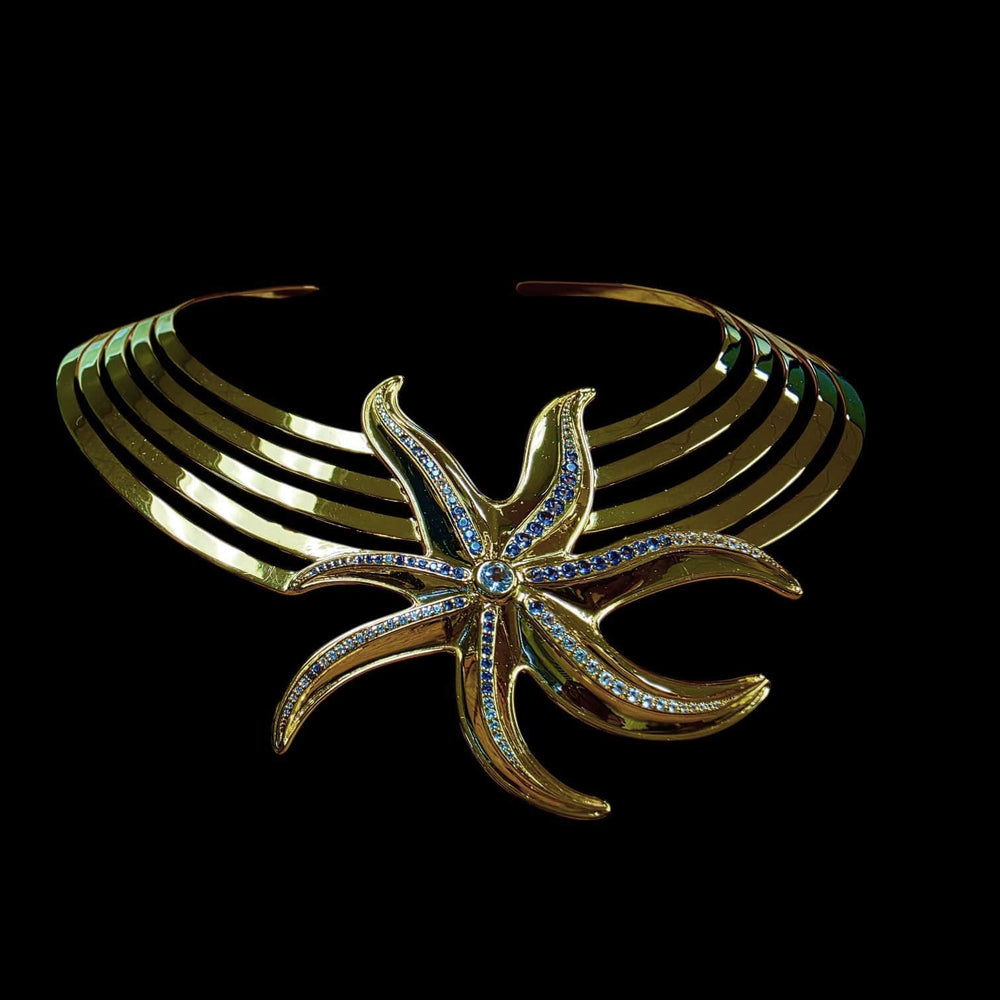 Alliyette Necklace Stella Maris Starfish Choker Necklace 18k sterling vermeil demi-fine jewelry