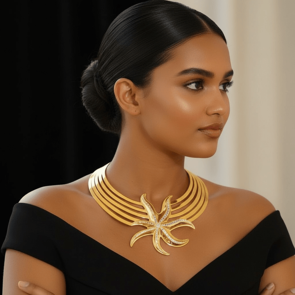 Alliyette Necklace Stella Maris Starfish Choker Necklace 18k sterling vermeil demi-fine jewelry