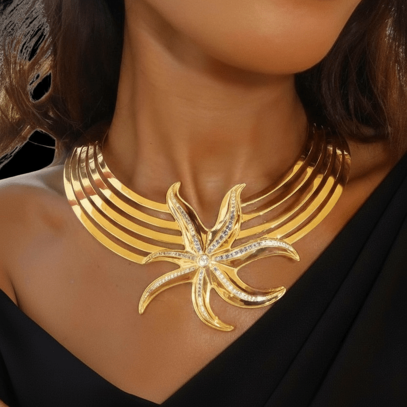 Alliyette Necklace Stella Maris Starfish Choker Necklace 18k sterling vermeil demi-fine jewelry