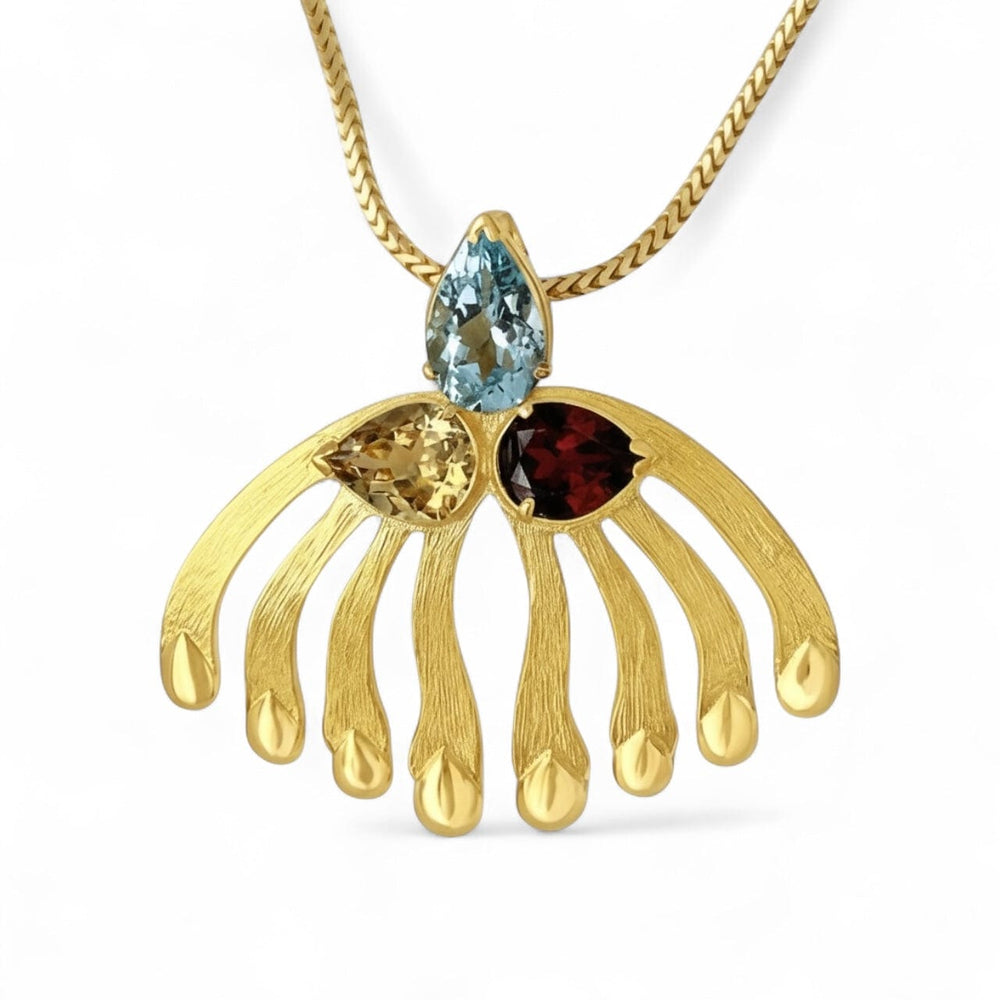 Alliyette Necklace WATER: Cancer - Scorpio - Pisces Elements Tri-Stone Gemstone Necklace 18k sterling vermeil demi-fine jewelry