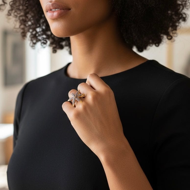 Alliyette Ring Stella Maris Mini Starfish Ring 18k sterling vermeil demi-fine jewelry
