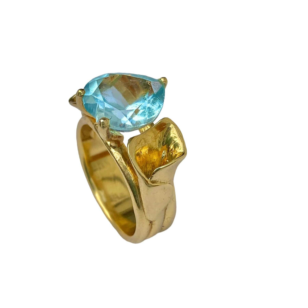 Twin Elegance Blue Topaz Ring 18k sterling vermeil demi-fine jewelry