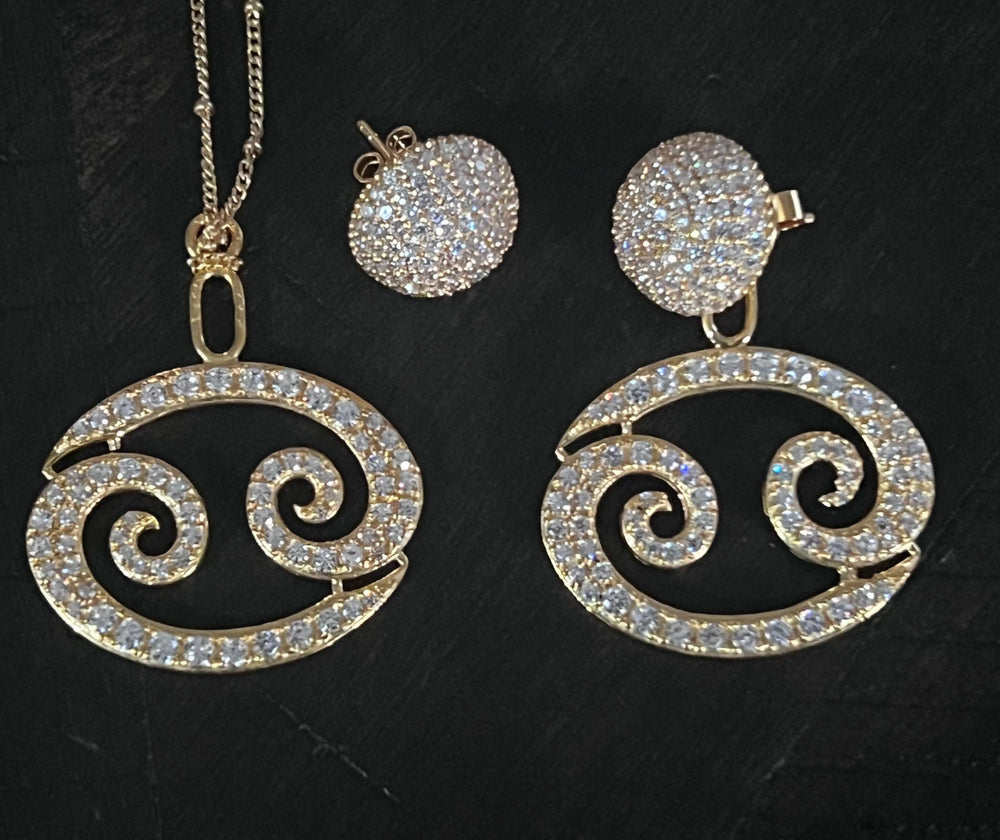 Twin Elegance Earring Cancer 2-Piece Earring Set 18k sterling vermeil demi-fine jewelry