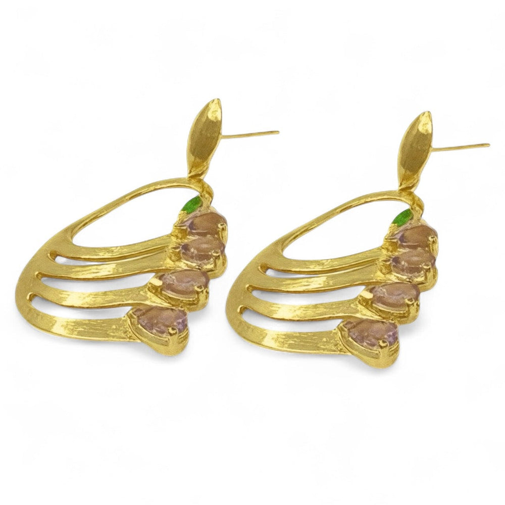 Twin Elegance Earrings Amethyst Peacock Silhouette Earrings 18k sterling vermeil demi-fine jewelry