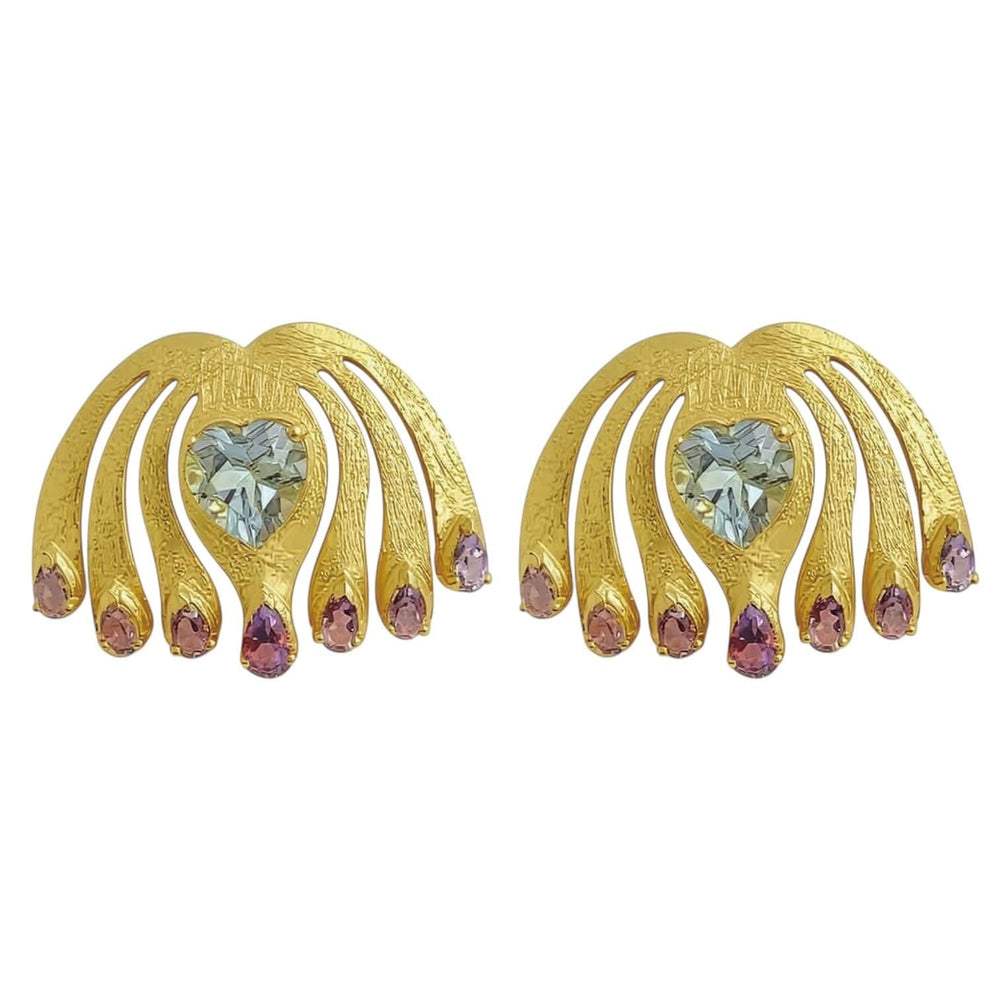 Twin Elegance Earrings Blue Topaz Peacock Paradise Earrings 18k sterling vermeil demi-fine jewelry