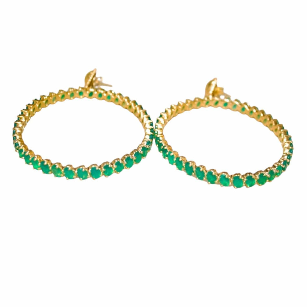 Twin Elegance Earrings Gold Endless Green Onyx Hoop Earrings 18k sterling vermeil demi-fine jewelry