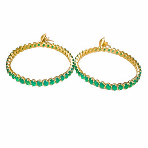 Twin Elegance Earrings Gold Endless Green Onyx Hoop Earrings 18k sterling vermeil demi-fine jewelry