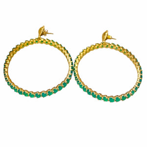 Twin Elegance Earrings Gold Endless Green Onyx Hoop Earrings 18k sterling vermeil demi-fine jewelry