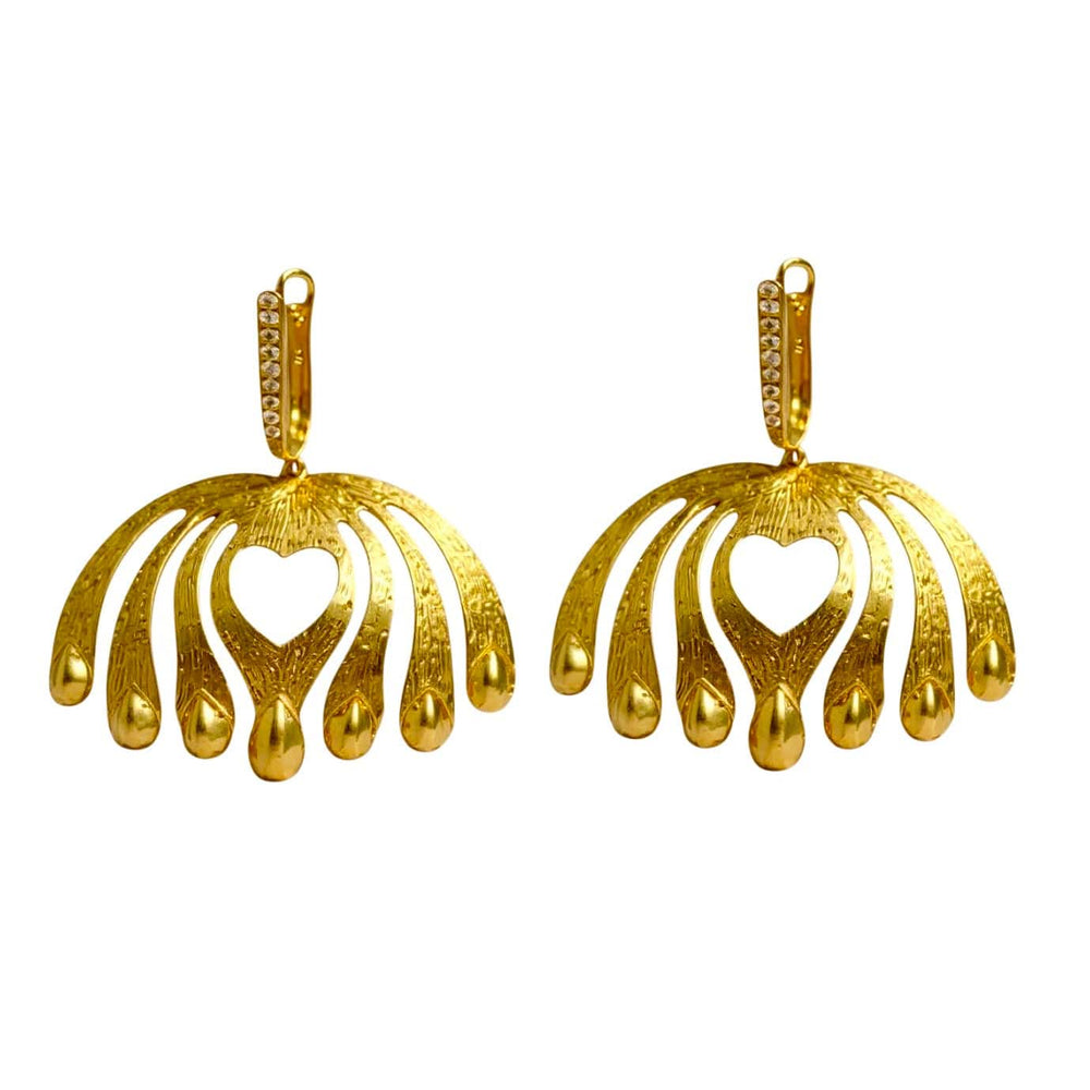Twin Elegance Earrings Golden Allure Peacock Earrings 18k sterling vermeil demi-fine jewelry