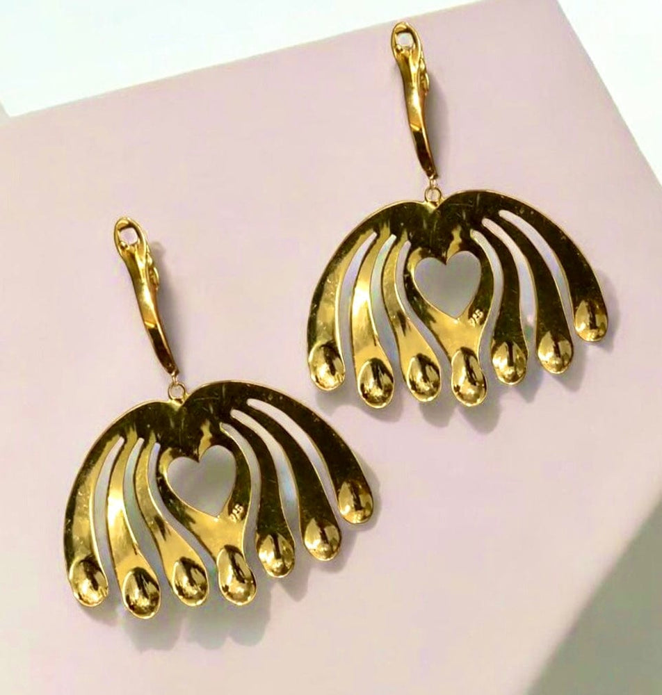 Twin Elegance Earrings Golden Allure Peacock Earrings 18k sterling vermeil demi-fine jewelry