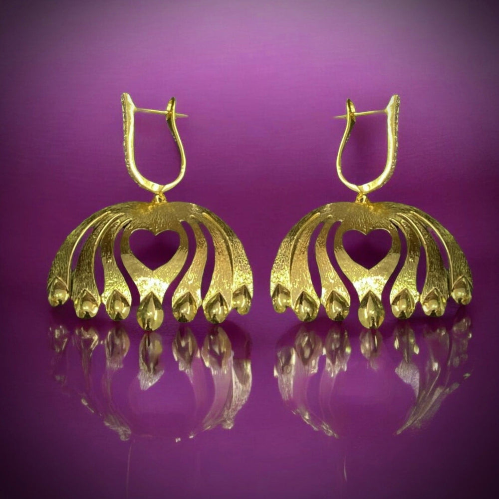 Twin Elegance Earrings Golden Allure Peacock Earrings 18k sterling vermeil demi-fine jewelry