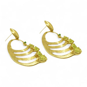 Twin Elegance Earrings Peridot Peacock Silhouette Earrings 18k sterling vermeil demi-fine jewelry