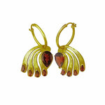 Twin Elegance Earrings The Garnet Peacock Tail Hoop 18k sterling vermeil demi-fine jewelry