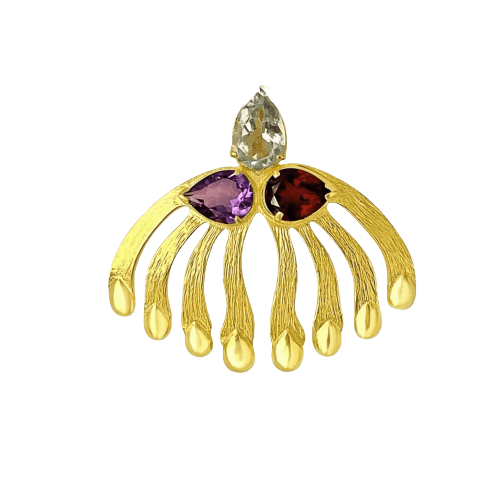 Twin Elegance Necklace Elements Tri-Stone Gemstone Necklace 18k sterling vermeil demi-fine jewelry