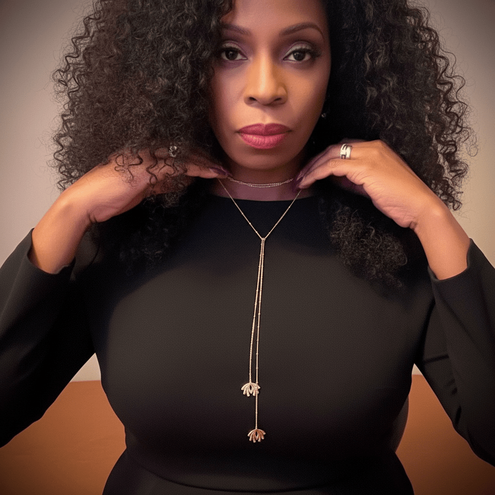 Twin Elegance Necklace Gold Vermeil Peacock Allure Lariat Necklace 18k sterling vermeil demi-fine jewelry