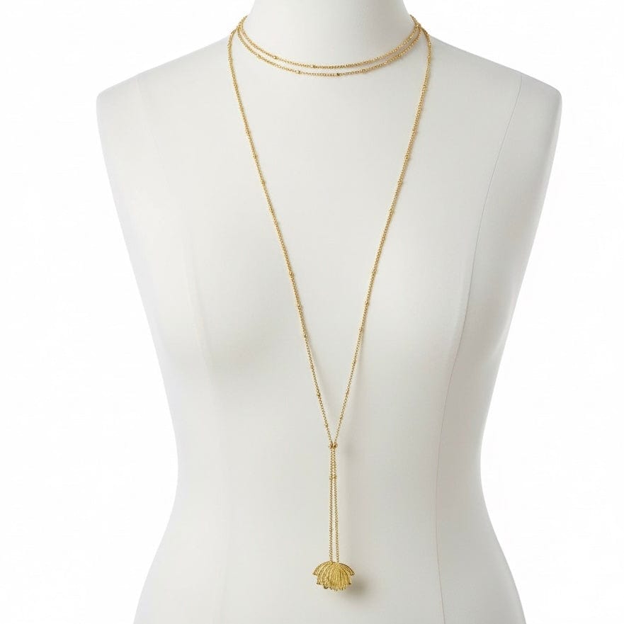 Twin Elegance Necklace Gold Vermeil Peacock Allure Lariat Necklace 18k sterling vermeil demi-fine jewelry