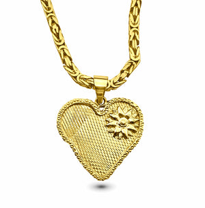 Twin Elegance Necklace Victoria Lily Heart-Shaped Gold Pendant 18k sterling vermeil demi-fine jewelry