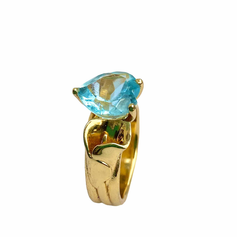 Twin Elegance Ring Blue Topaz Cally Lily Gemstone Ring 18k sterling vermeil demi-fine jewelry