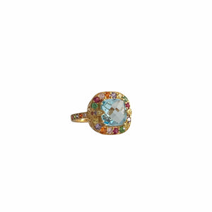 Twin Elegance Ring Candy Crush 8mm Peacock Gemstone Ring 18k sterling vermeil demi-fine jewelry