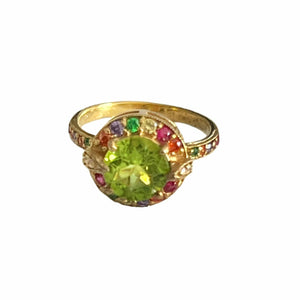 Twin Elegance Ring Candy Crush Peacock Gemstone Ring 18k sterling vermeil demi-fine jewelry