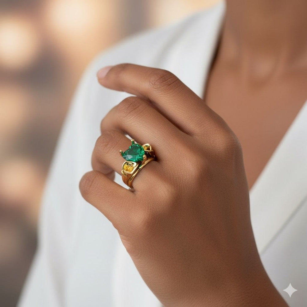 Twin Elegance Ring Gold Vermeil / 8 Lily Self Love Cocktail Ring 18k sterling vermeil demi-fine jewelry