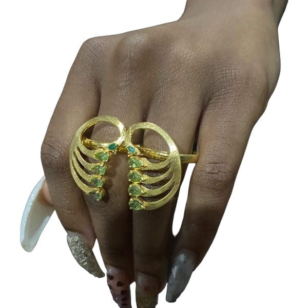 Twin Elegance Ring Prissy Peacock Two-Finger Cocktail Ring 18k sterling vermeil demi-fine jewelry