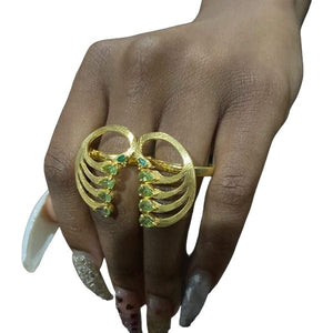 Twin Elegance Ring Prissy Peacock Two-Finger Cocktail Ring 18k sterling vermeil demi-fine jewelry