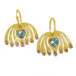 Twin Elegance Earrings Blue Topaz Peacock Hoop Earring Set 18k sterling vermeil demi-fine jewelry