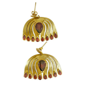 Twin Elegance Earrings Garnet Pear Hanging Post Earrings 18k sterling vermeil demi-fine jewelry
