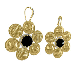 Twin Elegance Earrings Gold Black Onyx Happiness Delight Dangles 18k sterling vermeil demi-fine jewelry