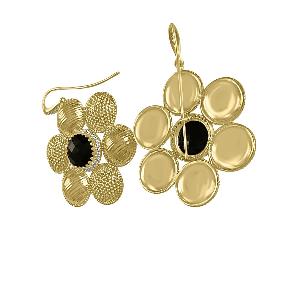 Twin Elegance Earrings Gold Black Onyx Happiness Delight Dangles 18k sterling vermeil demi-fine jewelry